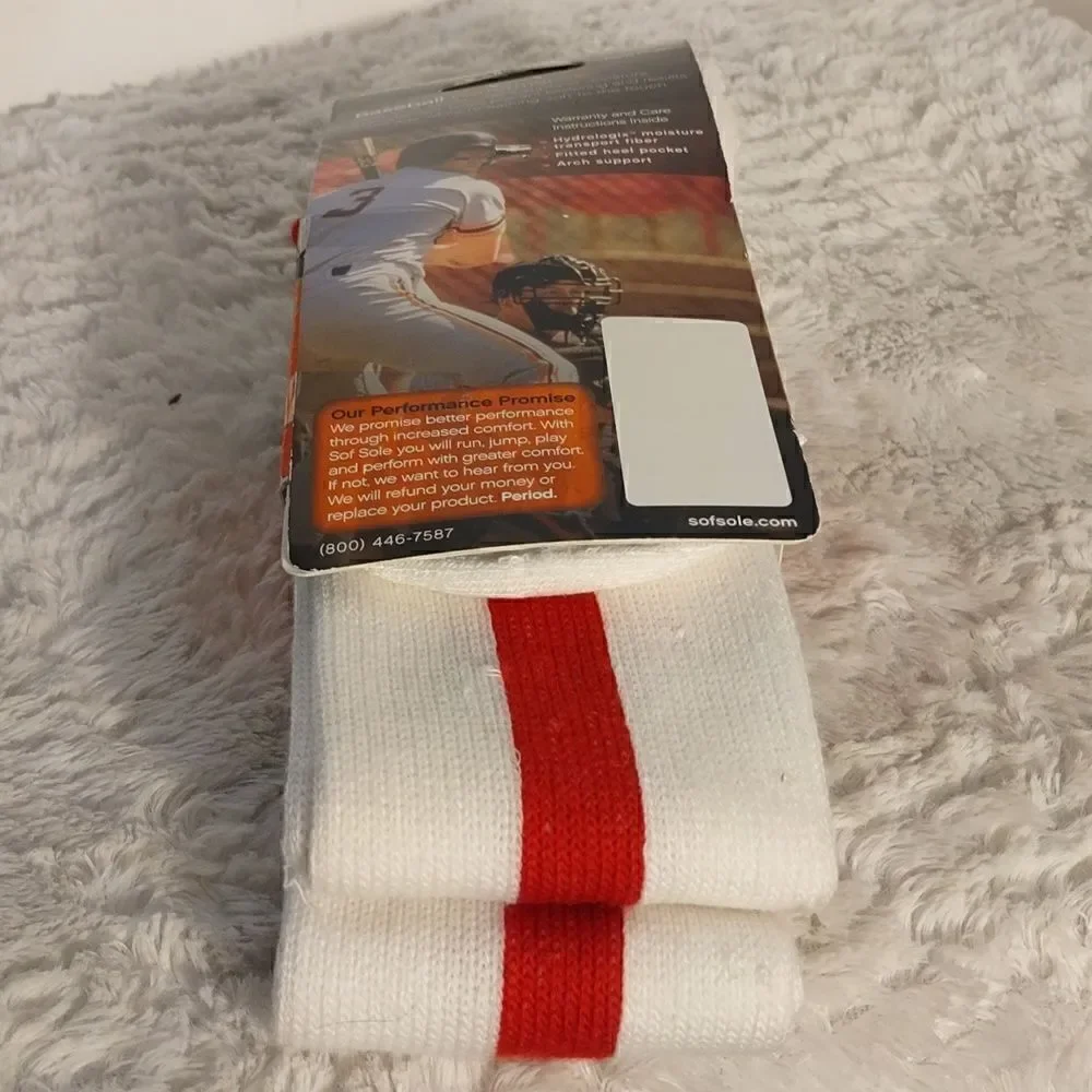 Red Stripe Men's Baseball Socks 2 Pair